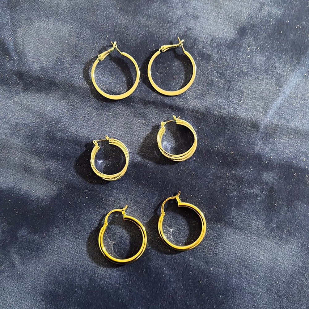 Three hoop earrings set